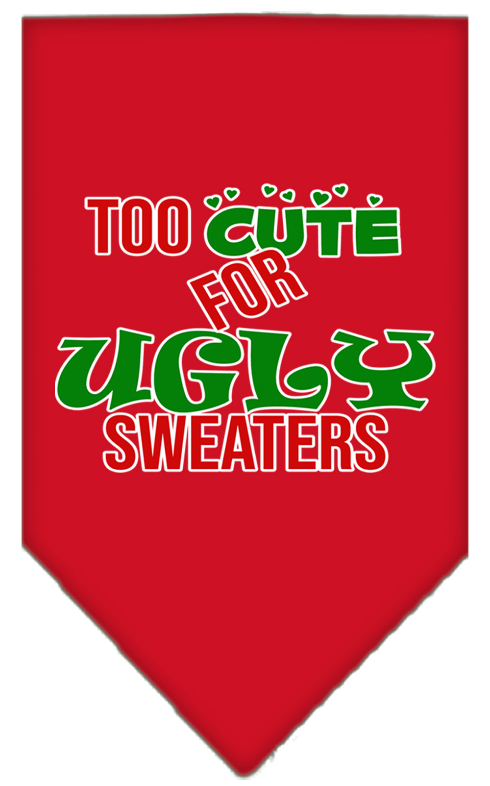 Too Cute for Ugly Sweaters Screen Print Bandana Red Large